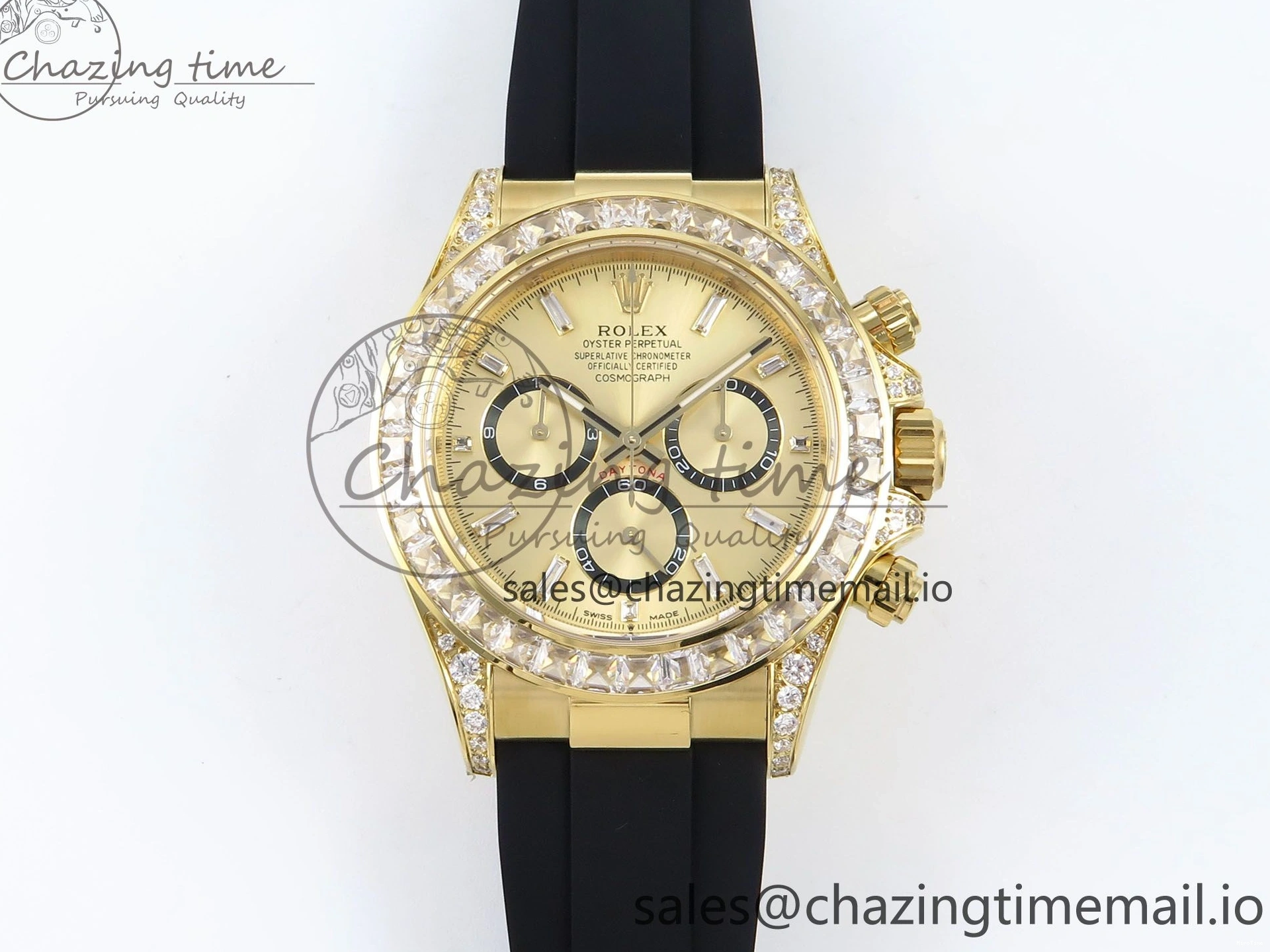 MiroTime 0203 Daytona 126538TBR EWEF 1:1 Best Edition 904L Steel YG Crystal Dial Diamonds Bezel on Black Rubber Strap SH OdorResistant 463